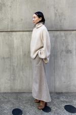 スープレコットンボーダー天竺　裾ラウンド長袖ロンT