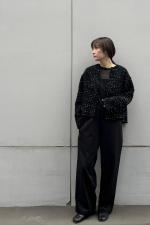 スープレコットンボーダー天竺　半袖T/オレンジカラー